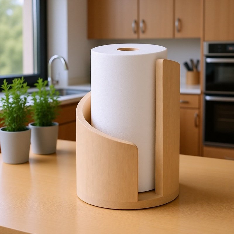 Organizador de pañuelos redondo de madera para oficina, dispensador de papel