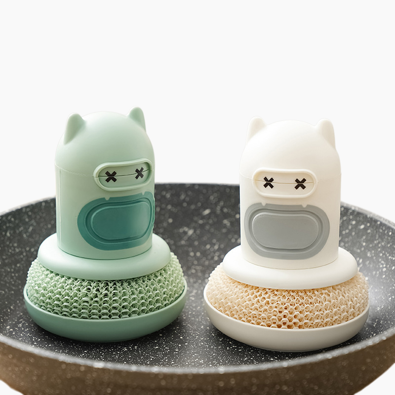 큐티 캐릭터 주방 청소 브러쉬 자동 액체 오염 제거 청소 브러쉬 냄비 브러쉬 펌프식 청소 브러쉬