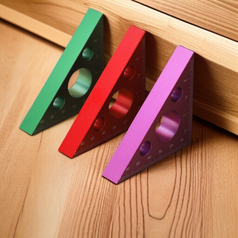 木工用具 直角三角形厚物定規 アルミニウム合金製厚型アングルゲージメトリックインペリアル高さ測定三角定規