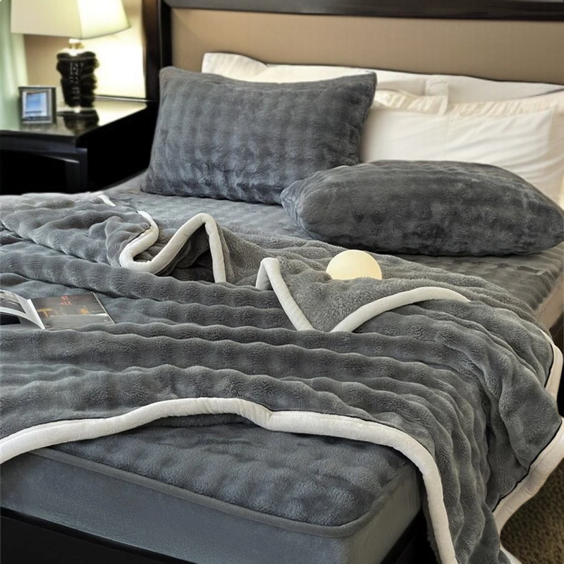 Ropa de cama de terciopelo burbuja con sábana simple y colchón mullido