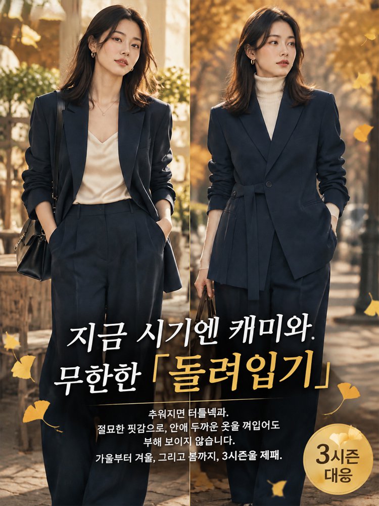 루즈핏의 젊고 감각적인 여성용 투피스