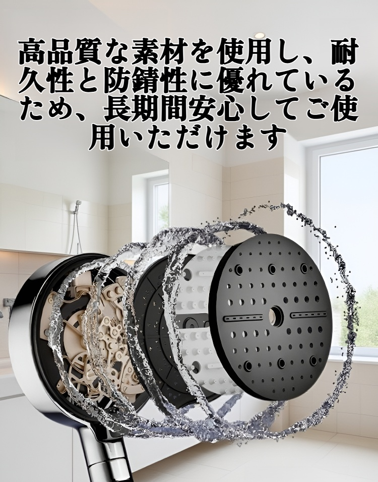 高水圧を実現するシャワーヘッドの噴射口アップ