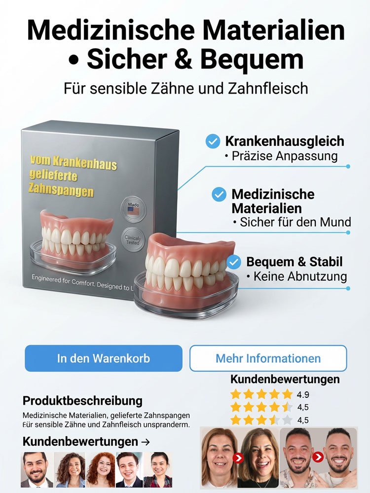 vom Krankenhaus gelieferte Zahnspangen