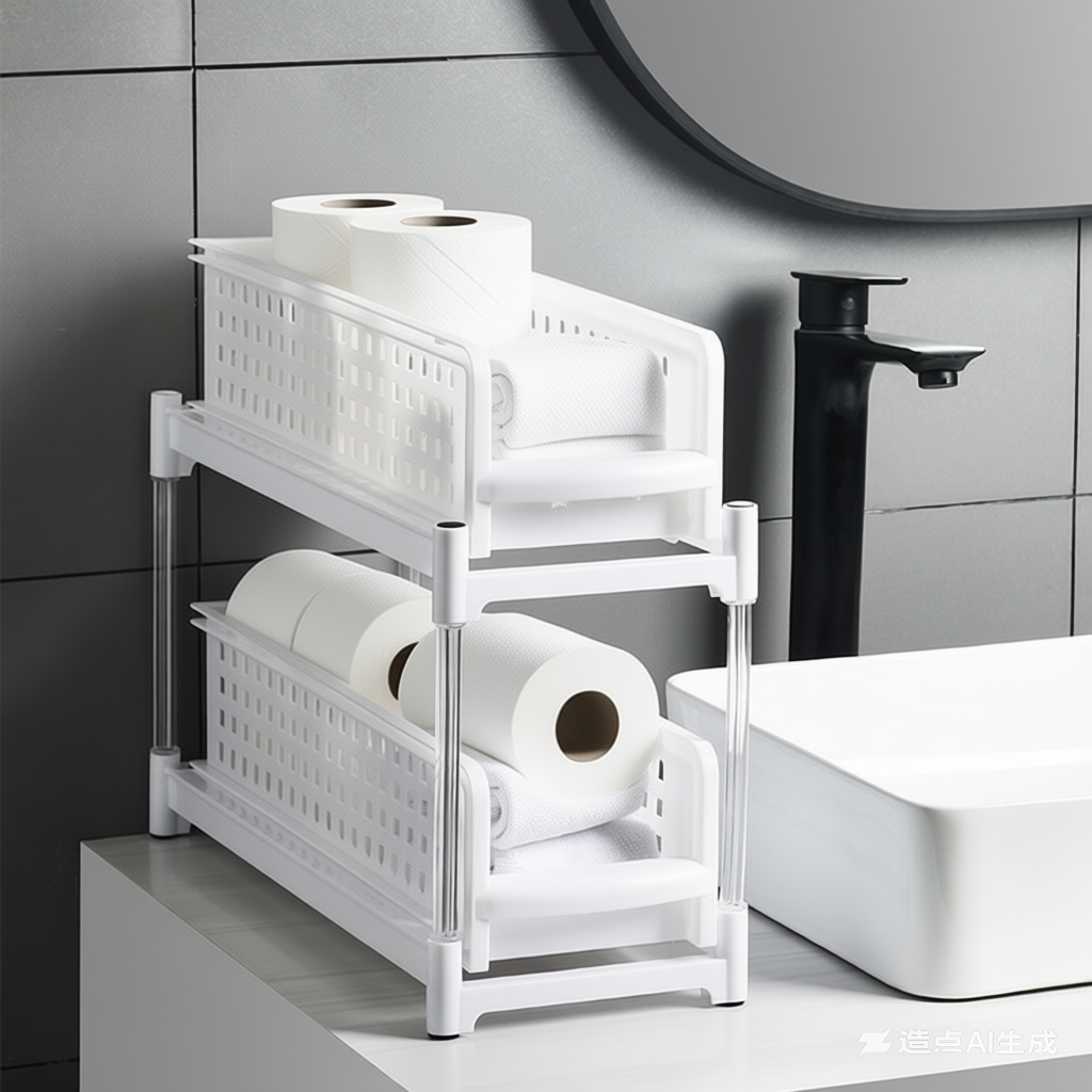 狭スリット二層プラスチック収納ラック