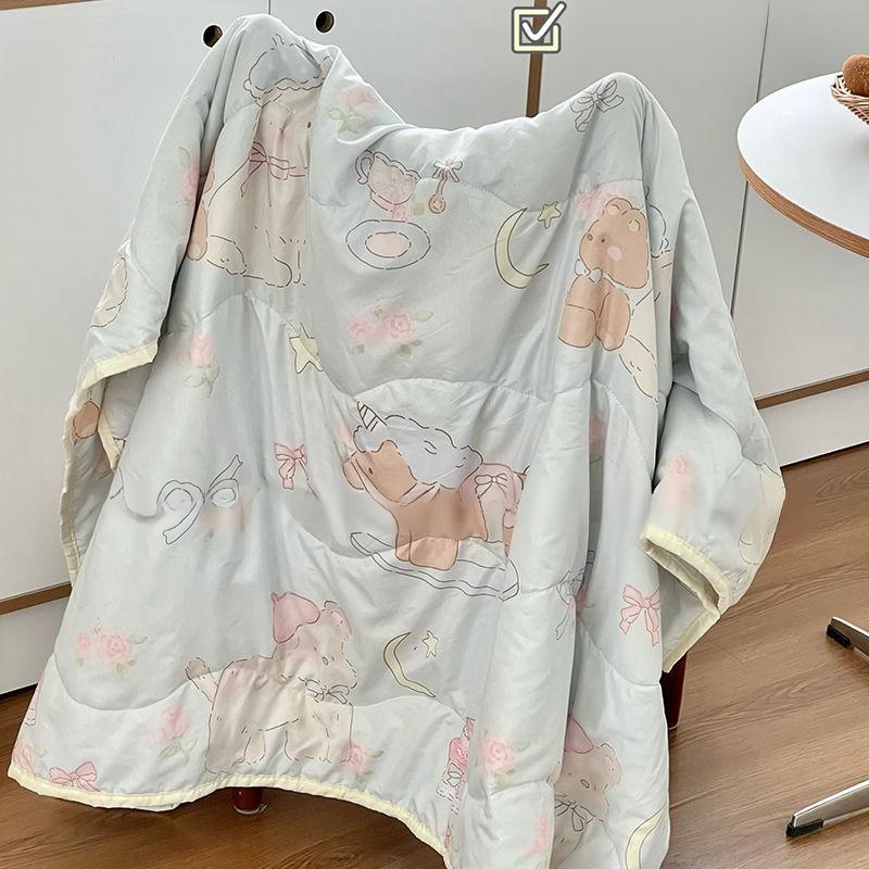 ผ้าห่มบางสำหรับนักเรียนฤดูร้อน ลายหมาน้อยน่ารักสำหรับหอพัก