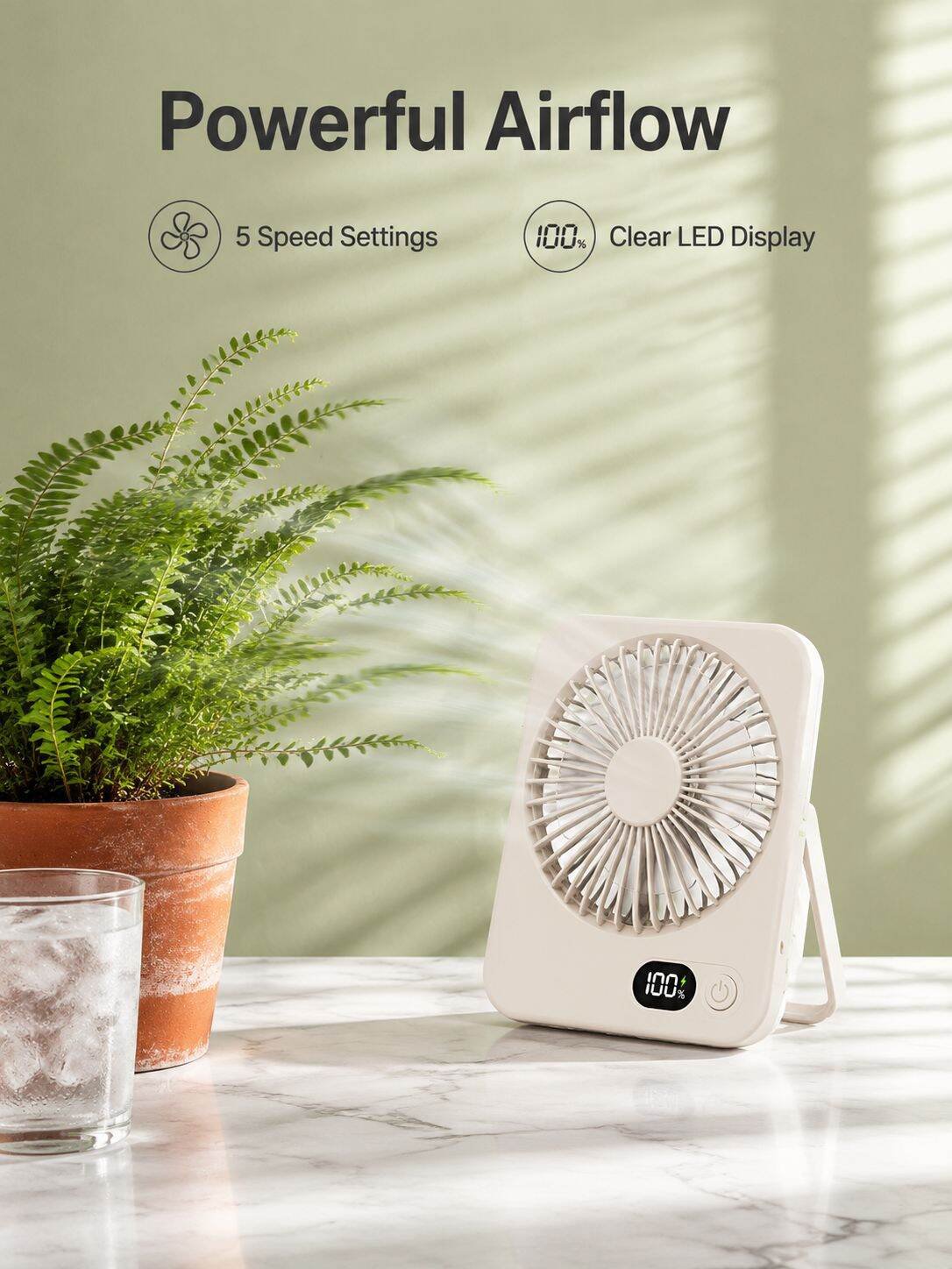 Portable Silent Desktop Digital Card Fan for Dormitory/Outdoor Camping
