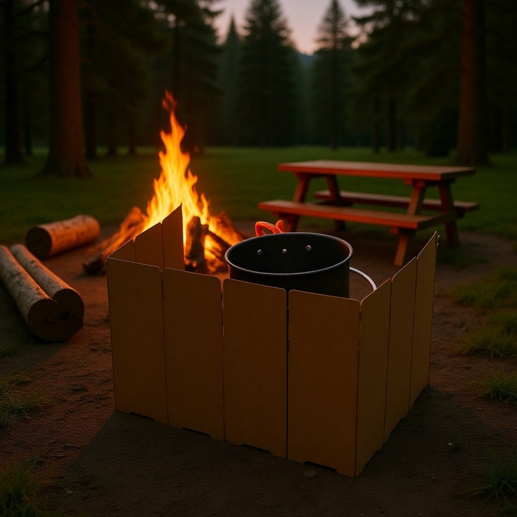アウトドア用カセットコンロ風防板 折りたたみ式携帯型防風板
