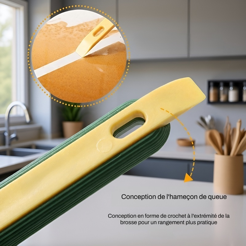 Brosse de nettoyage 3-en-1 pour cuisine avec spatule