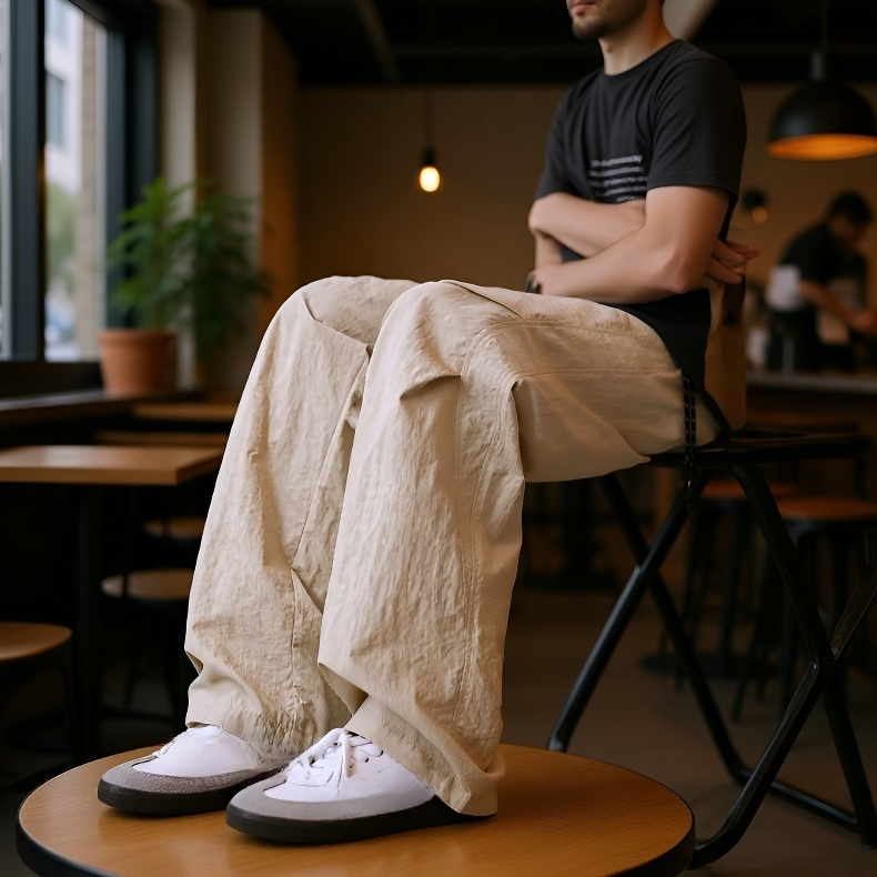 남자 아메리칸 카고 팬츠 긴바지 와이드 일자 우산 팬츠 캐주얼 와이드 팬츠 카고 팬츠