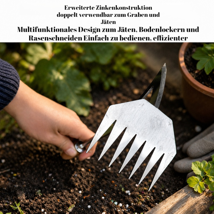 Unkrautschneider für Gras neben anderen Gartenwerkzeugen