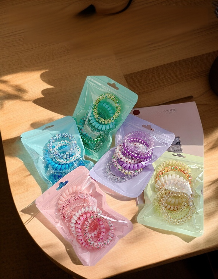 6條電話線髮圈磨砂無痕頭繩產品展示