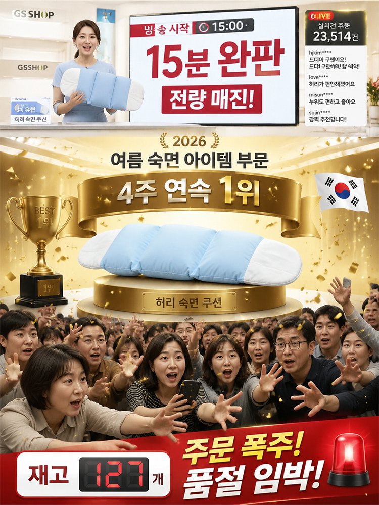 땀 차지 않고 편안한 슬림 밀착 수면 허리베개