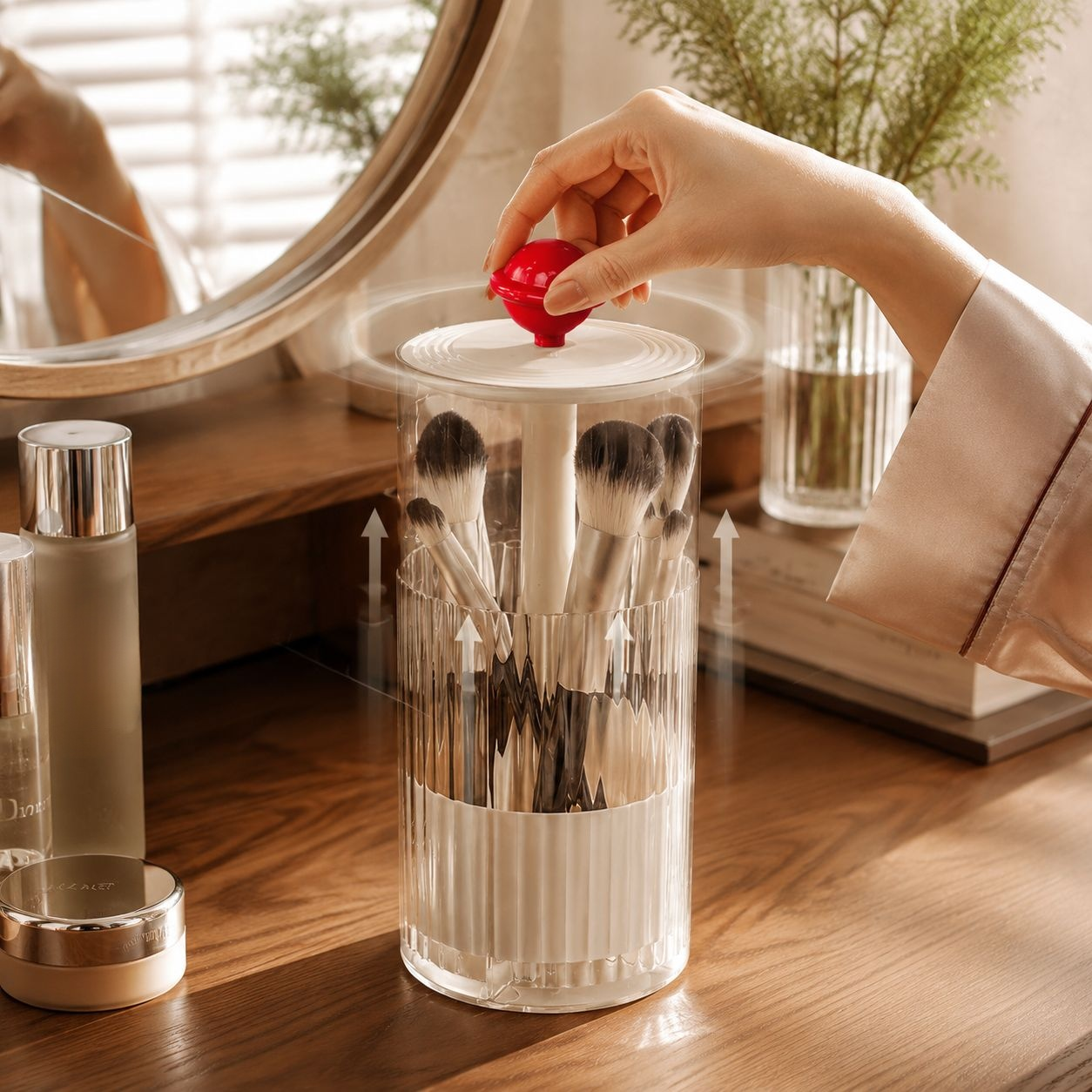 Organisateur innovant pour pinceaux de maquillage avec système élévateur