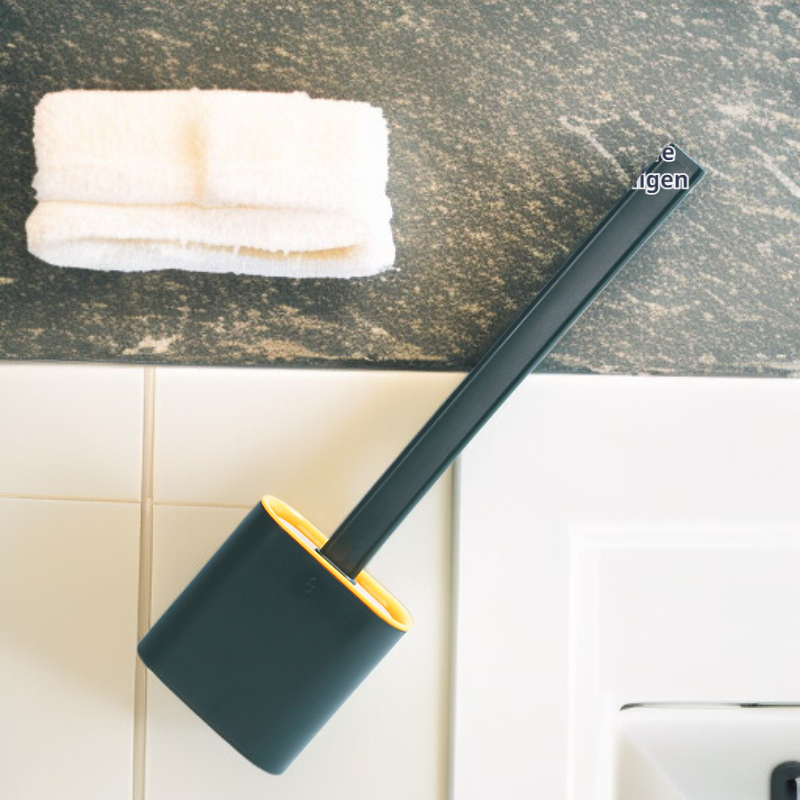 An der Wand montierte Toilettenbürste mit langem Griff und Sockel, Haushalts-Toilettenbürstenset aus