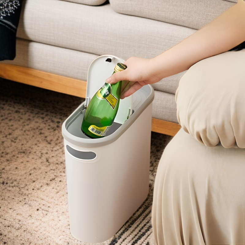 クリエイティブゴミ箱 家庭用トイレゴミ箱 リビングルーム キッチンゴミ箱 バスルーム 隙間ゴミ箱 蓋付き プッシュ式ゴミ箱