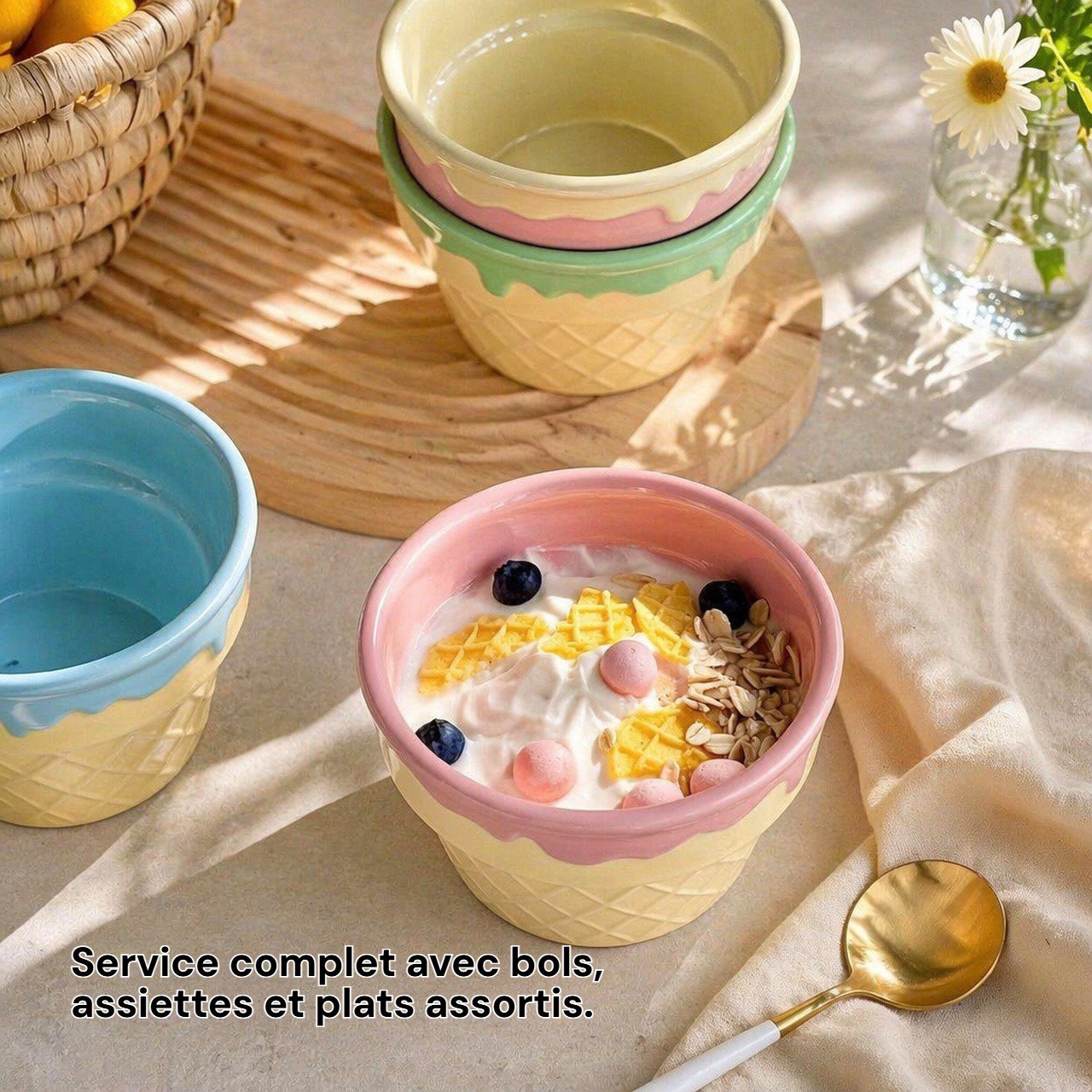 Ensemble de vaisselle en céramique mignon en forme de glace