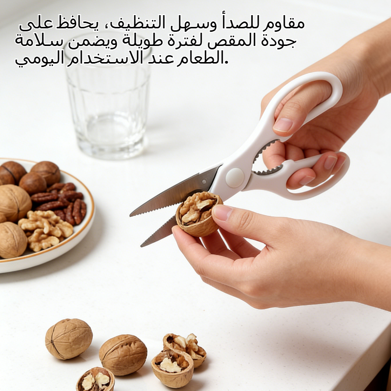 مقص المطبخ  الياباني متعدد الاستخدامات لتنظيم وتقطيع الطعام بشفرات من الستانلس ستيل