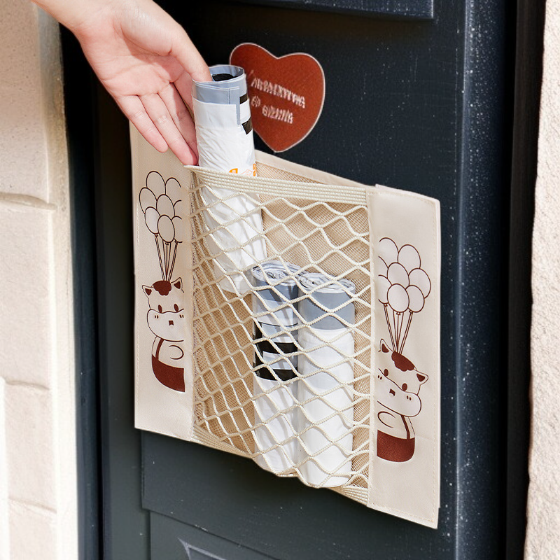キッチン収納袋収納アーティファクトベルクロメッシュバッグパンチなし家庭用壁掛け収納ラックプラスチックゴミ袋