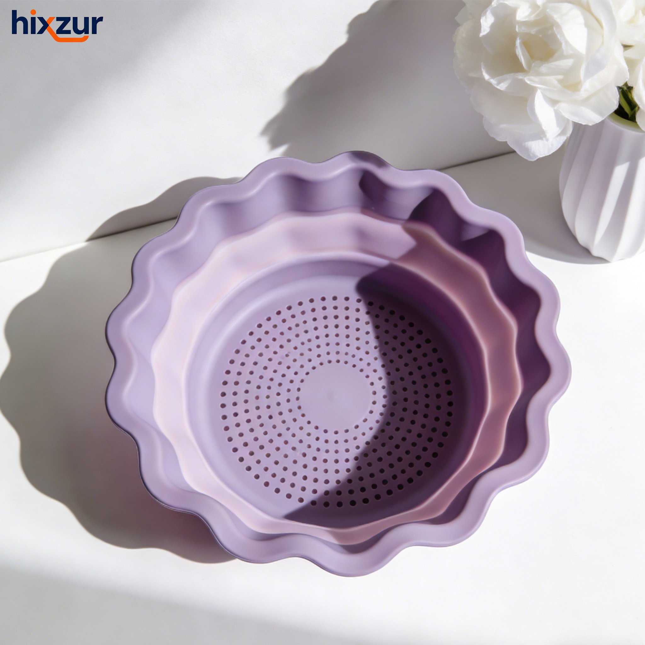 ตะกร้าสำหรับกรองน้ำแบบพับได้ ทำจากซิลิโคนเกรดอาหาร (3 ชิ้น)