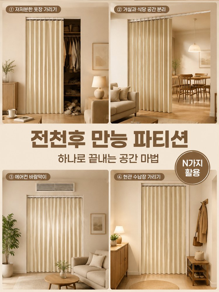 항공우주급 무타공 폴드 커튼