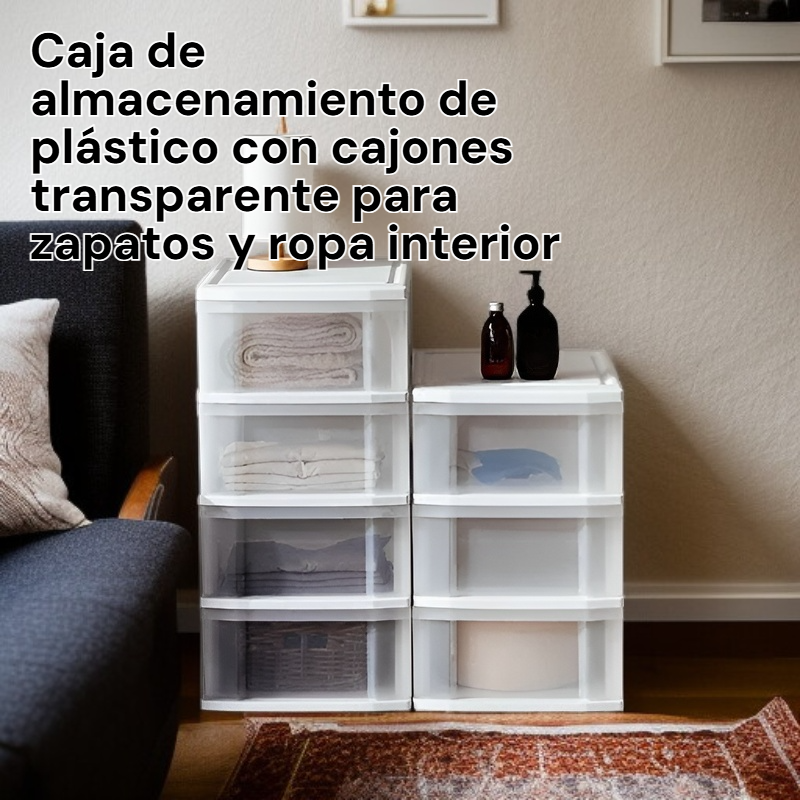 Caja de almacenamiento de plástico con cajones transparente para zapatos y ropa interior