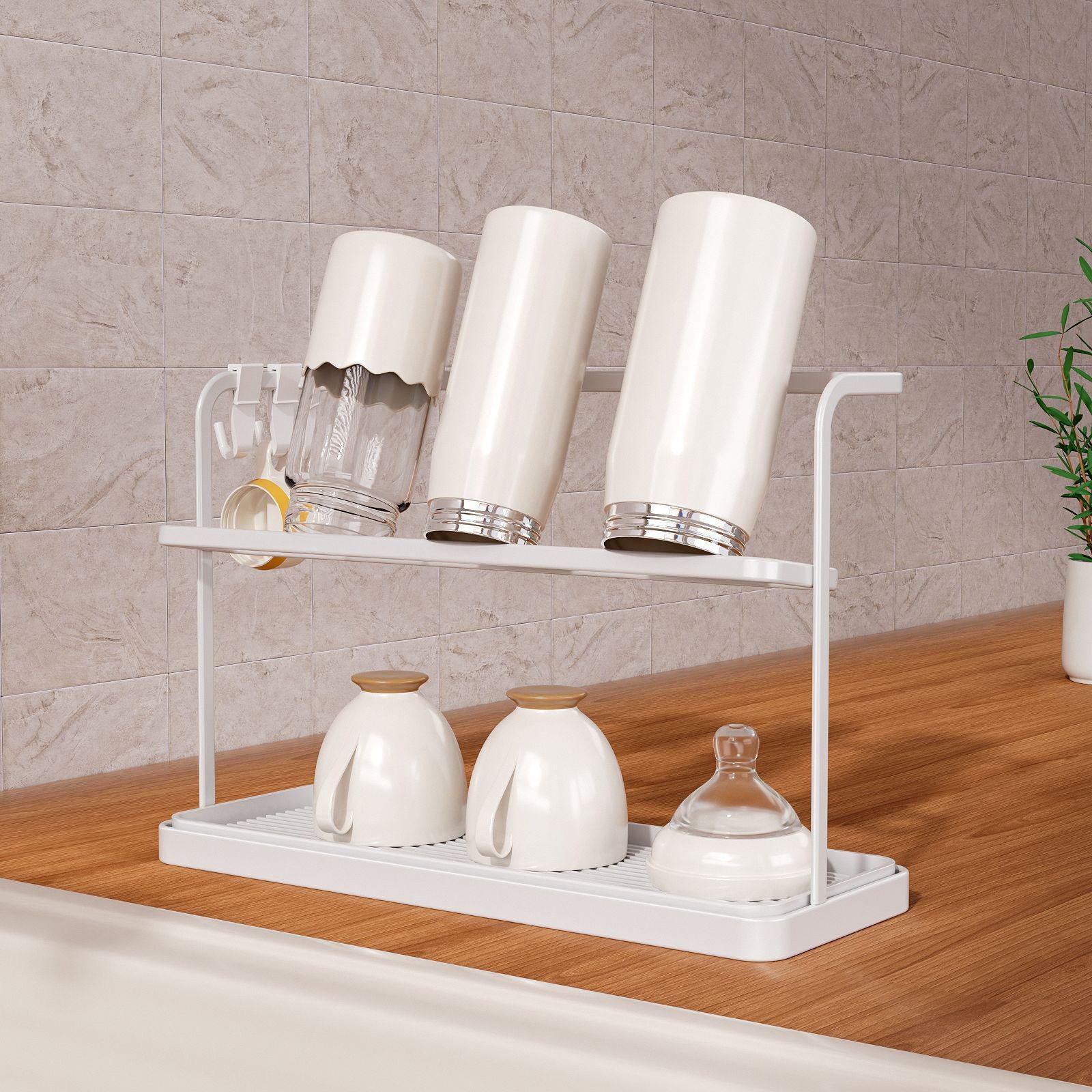 Water Drain Tea Set Storage Double-layer Cup Holder