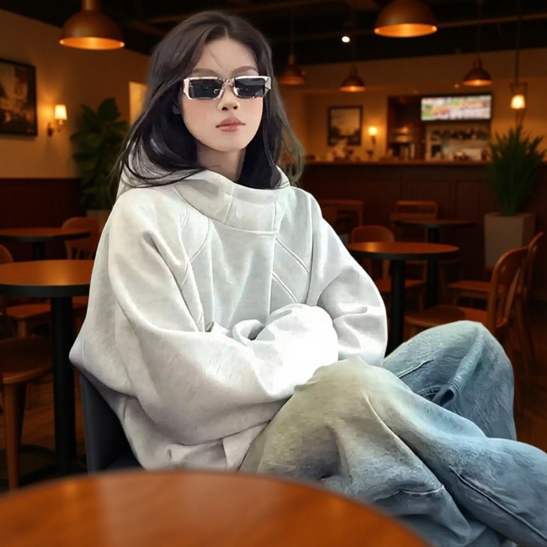 남녀공용 아메리칸 스타일 하이넥 후드티