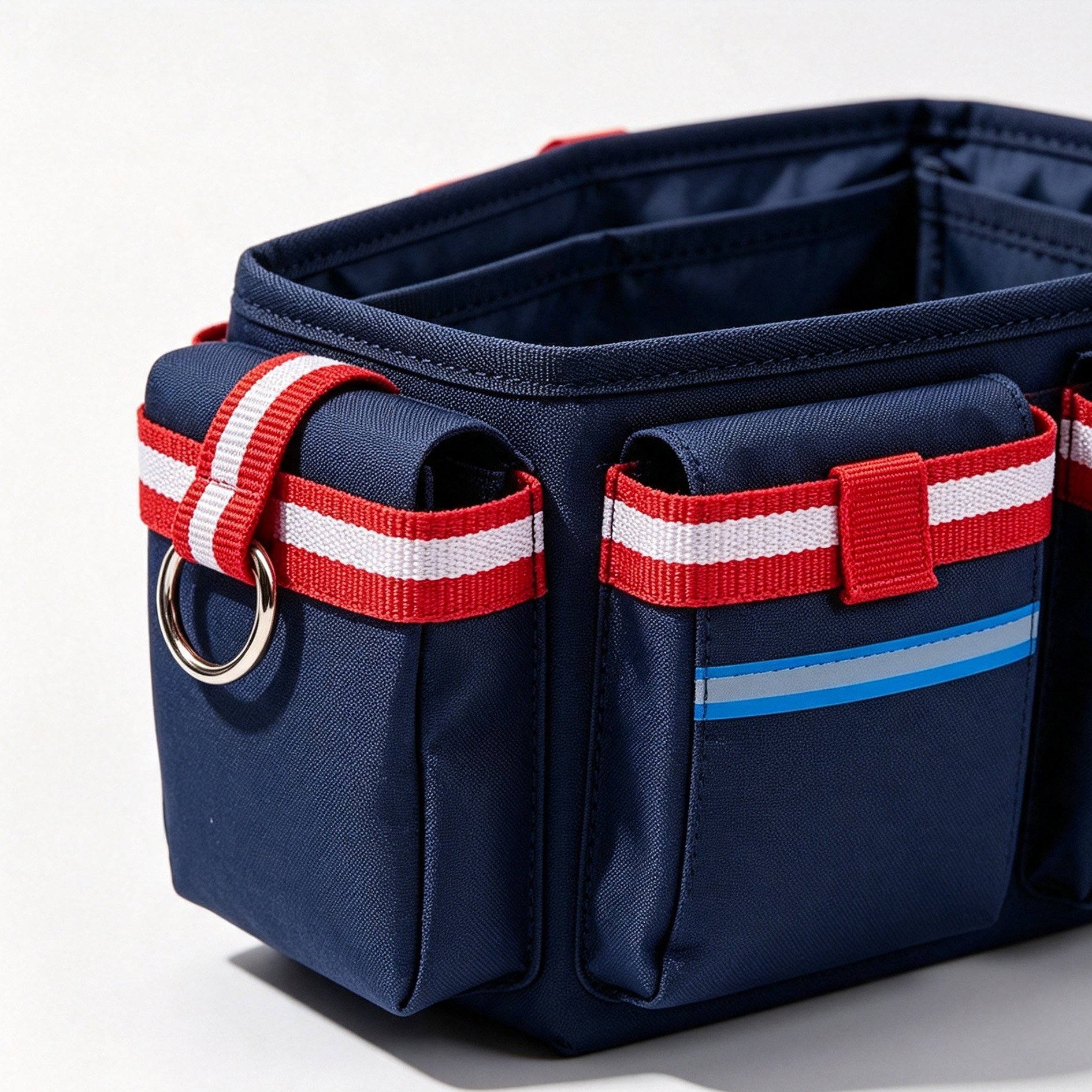 Red and white ribbon storage bag