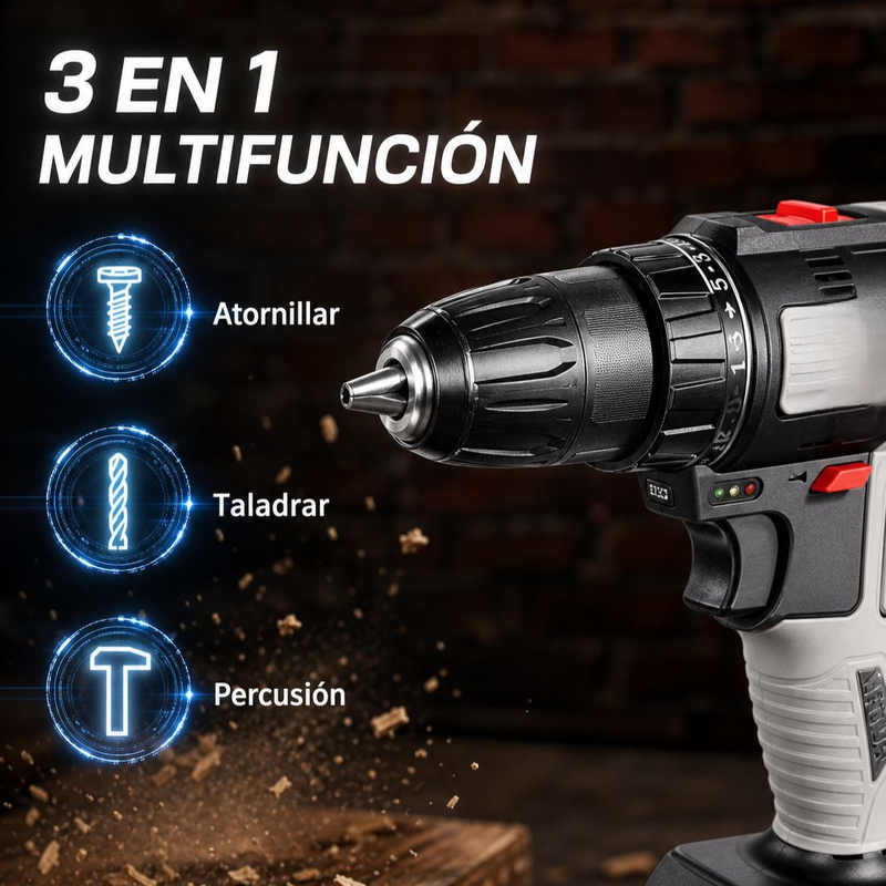 Taladro eléctrico multifuncional de litio alemán para el hogar, destornillador de impacto