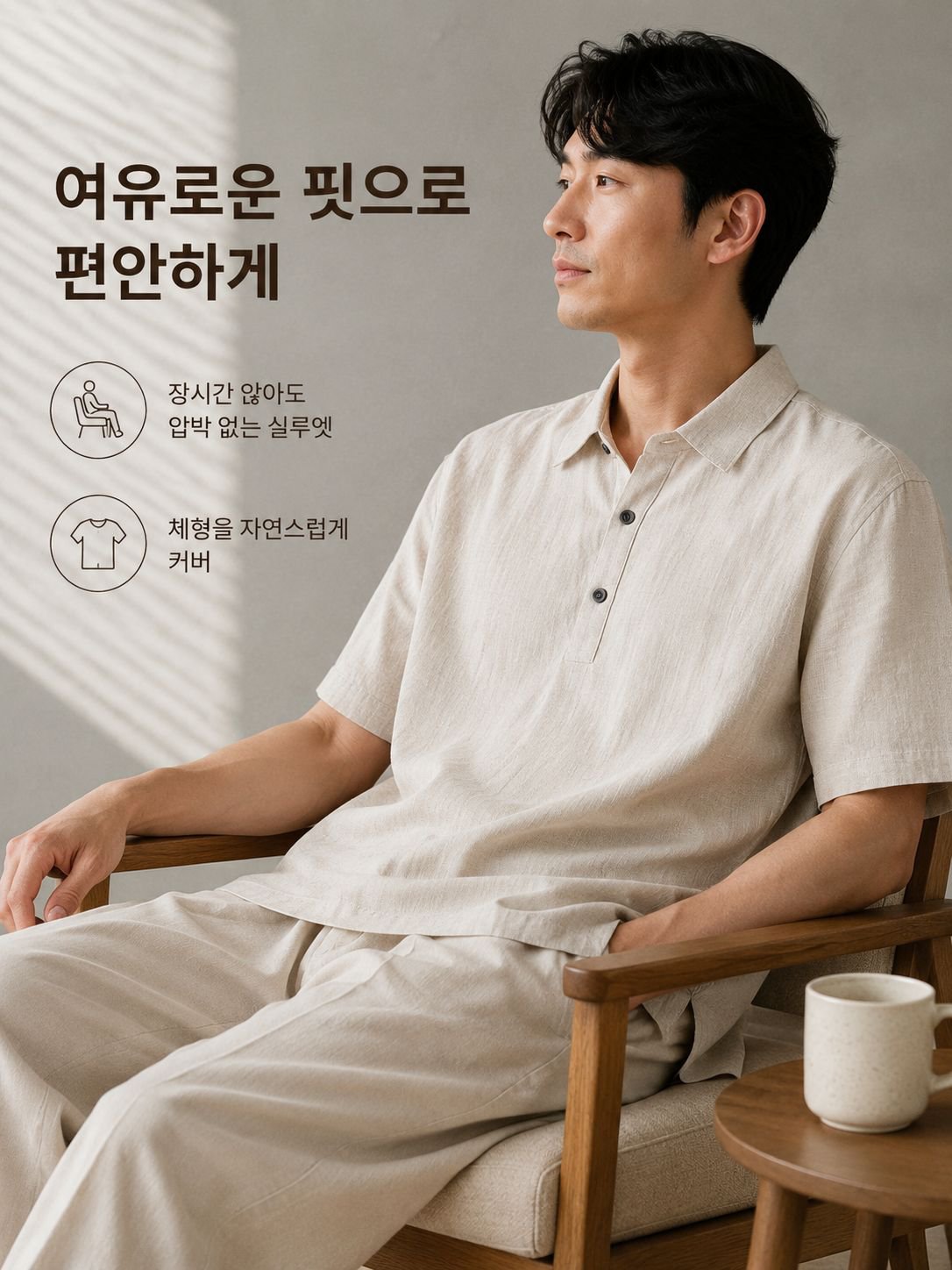 통기성 좋은 린넨 셔츠 소재 확대
