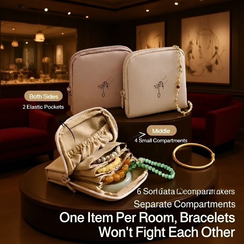 Exquisite Double-Layer Jewelry Bag, Portable Storage for Rings and Earrings