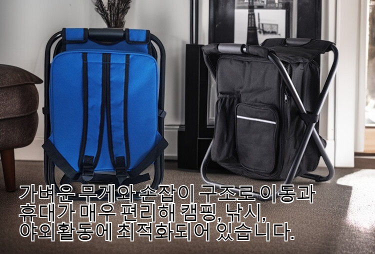 등받이가 있는 다기능 접이식 스툴 전체 모습