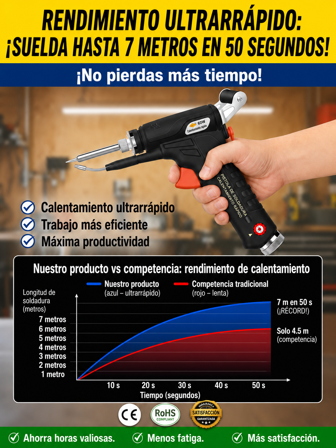 Herramienta de soldadura rápida sin chispas 90-480℃ | Ideal para principiantes | Soldadura en 0,1 s