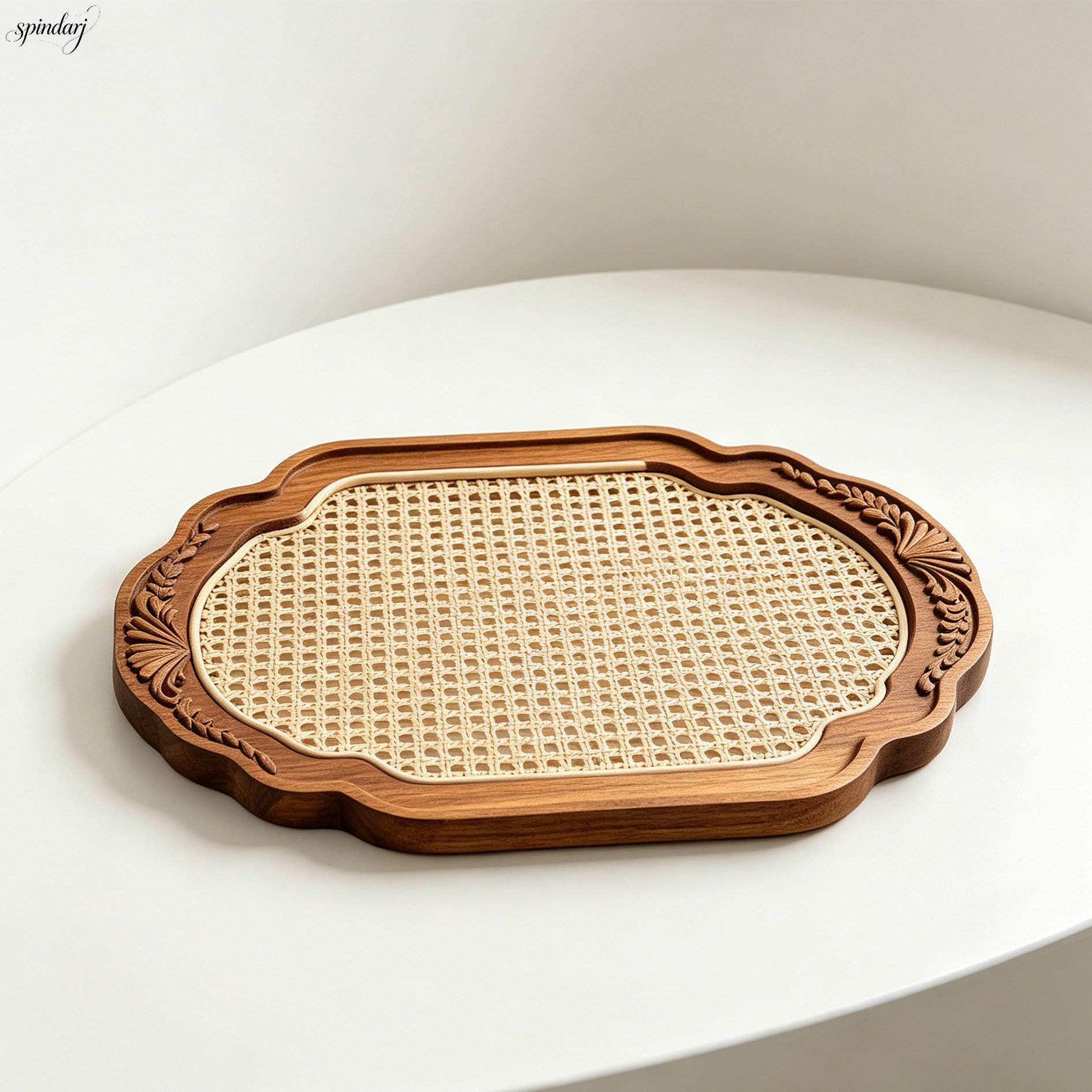 Platzsets aus natürlichem Rattan und Holz