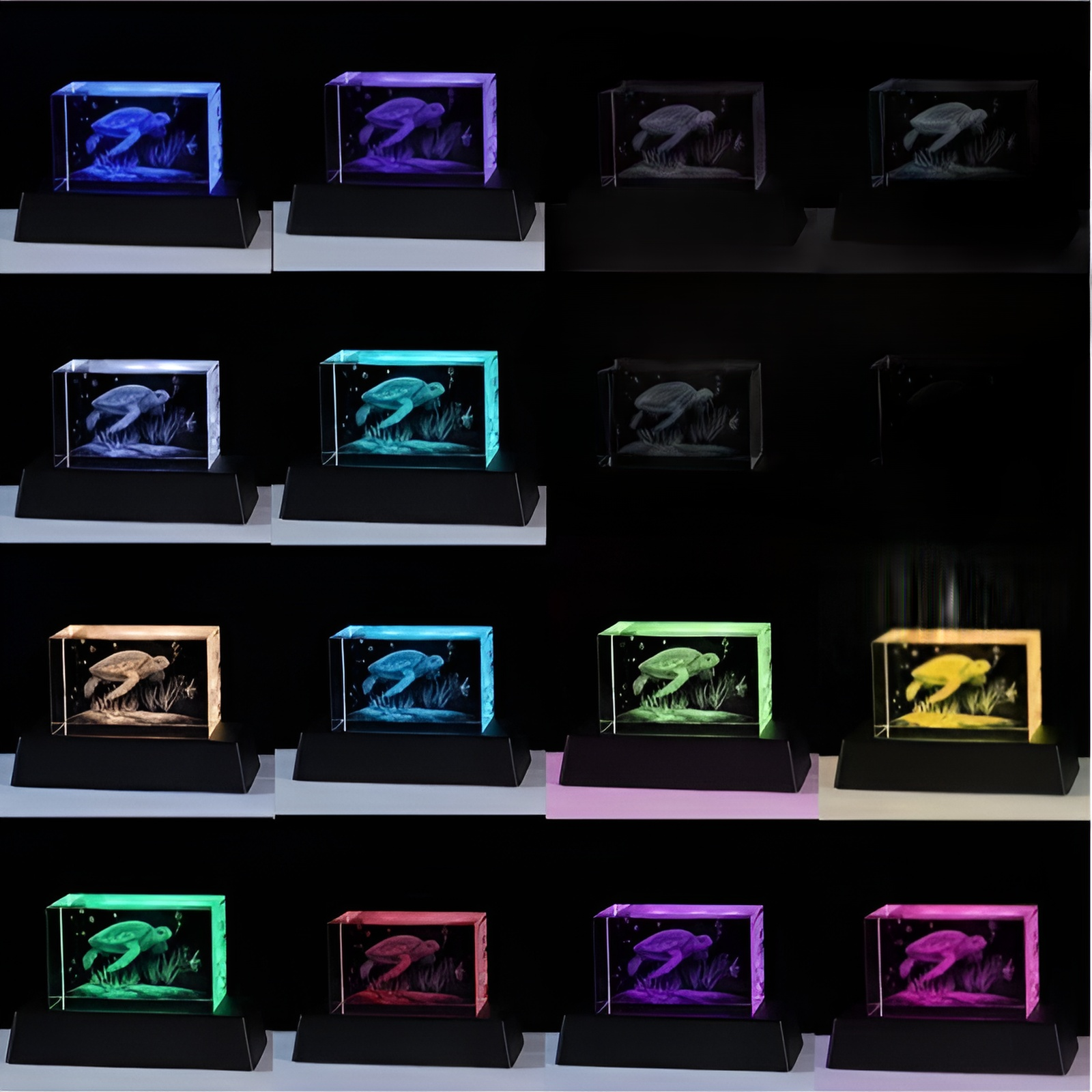 3D grabado en cristal lámpara nocturna pequeña 