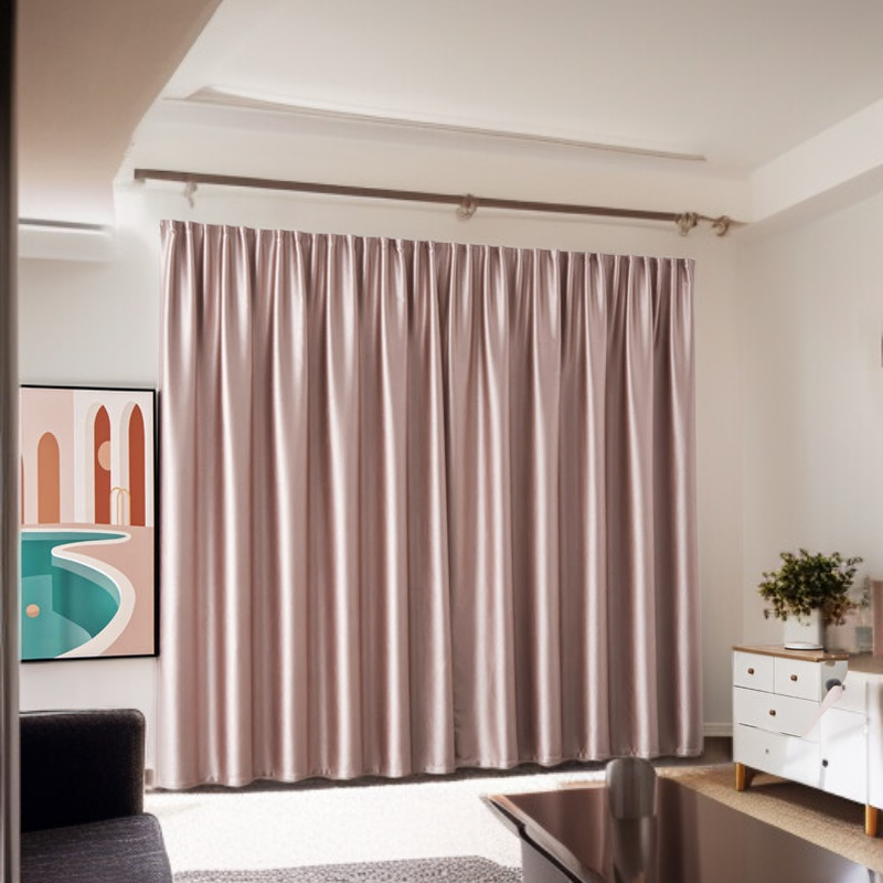 寝室の完全な遮光カーテン自己接着日除けの生地はパンチ穴の取付けの日焼け止めの熱絶縁材のカーテンを放します