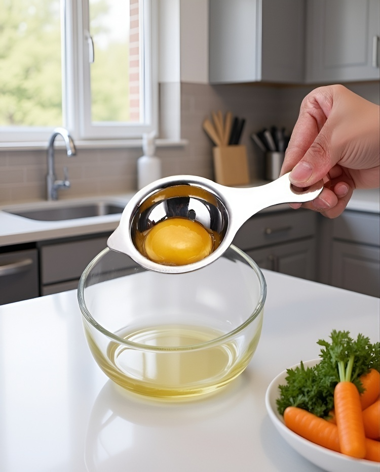 계란 흰자와 노른자 분리하는 모습
