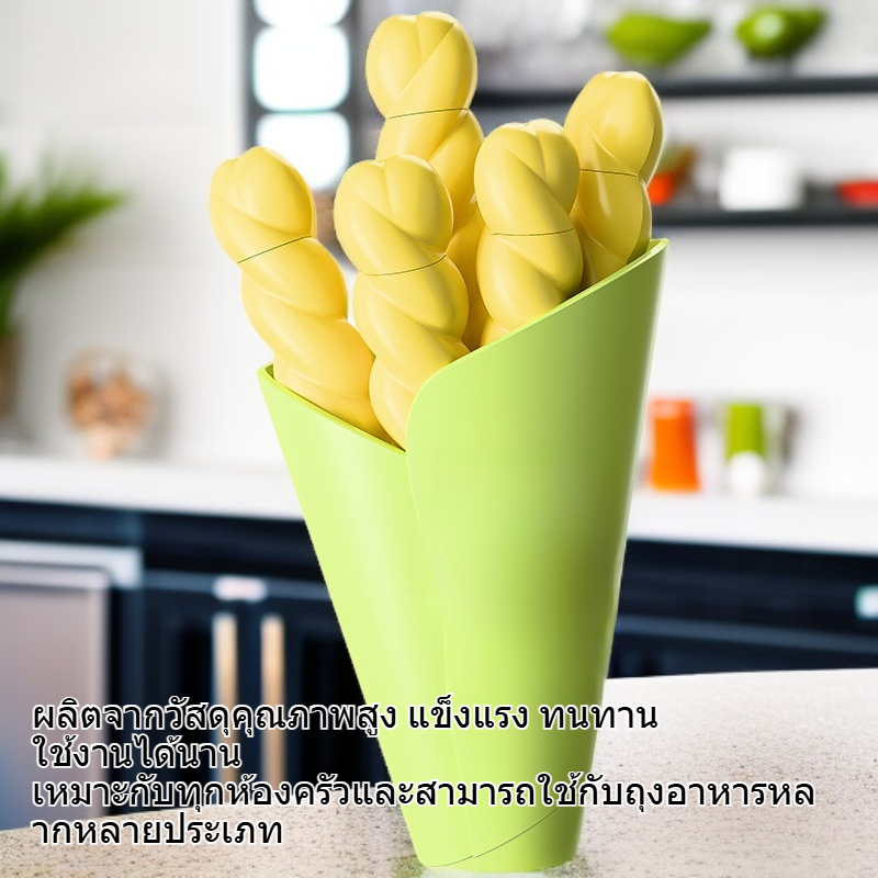 คลิปหนีบขนมสำหรับห้องครัว ป้องกันกลิ่นและความชื้น ช่องเปิดใหญ่ สีเขียว