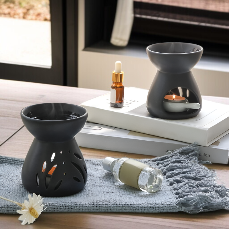 黑色陶瓷香薰炉复古家用spa会所香薰用炉