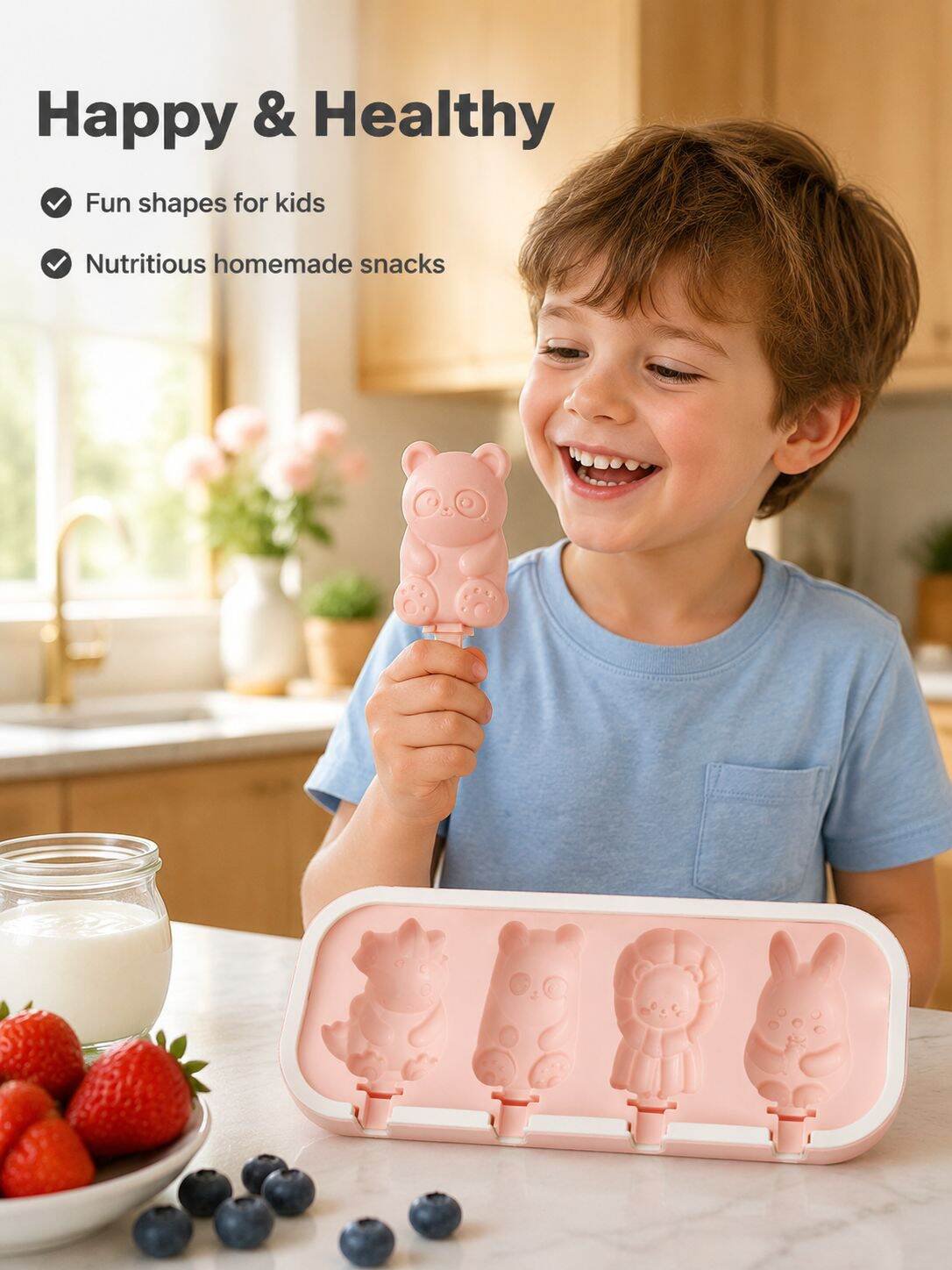 Silicone Popsicle & Ice Cream Molds, Homemade Cheese Stick Maker for Kids