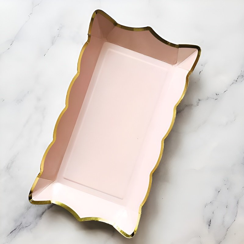 ถาดกระดาษสี่เหลี่ยมผืนผ้าแบบใช้แล้วทิ้งพกพาได้