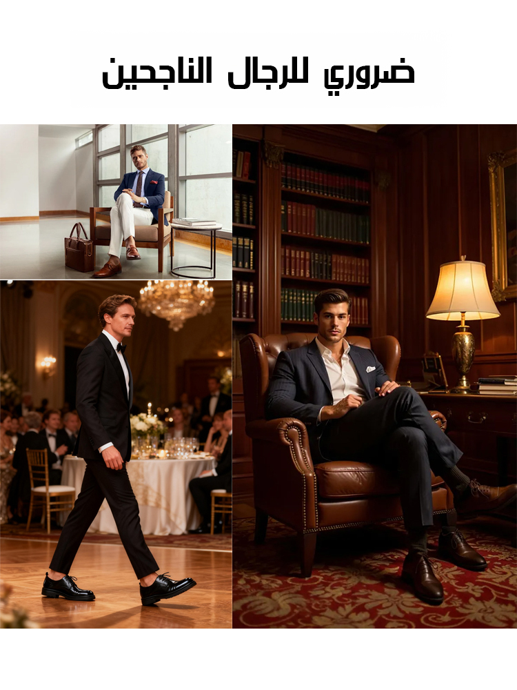 (مقدمة الحذاء الواسعة) حذاء جلدي رجالي أنيق للأعمال
