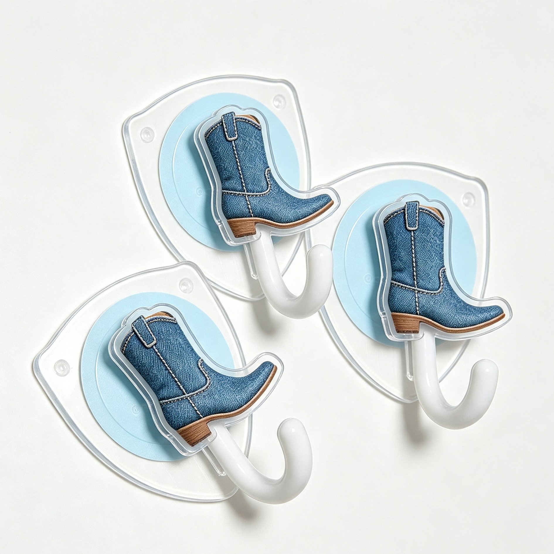 Creative no-drill adhesive hooks for cowboy boots
