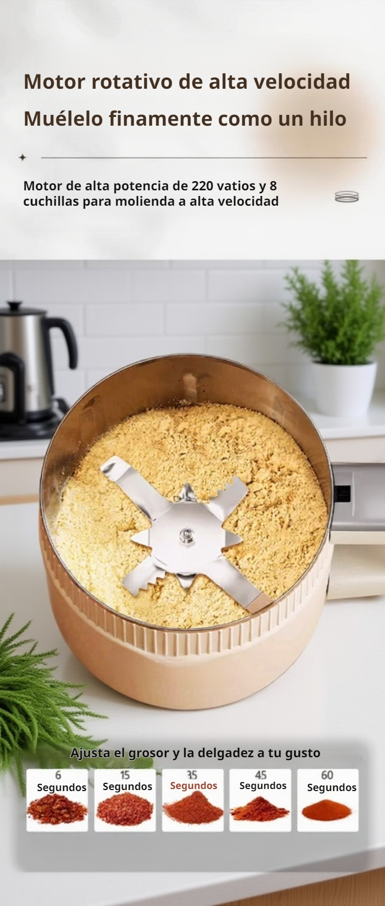 Molinillo compacto para moler semillas y frutos secos