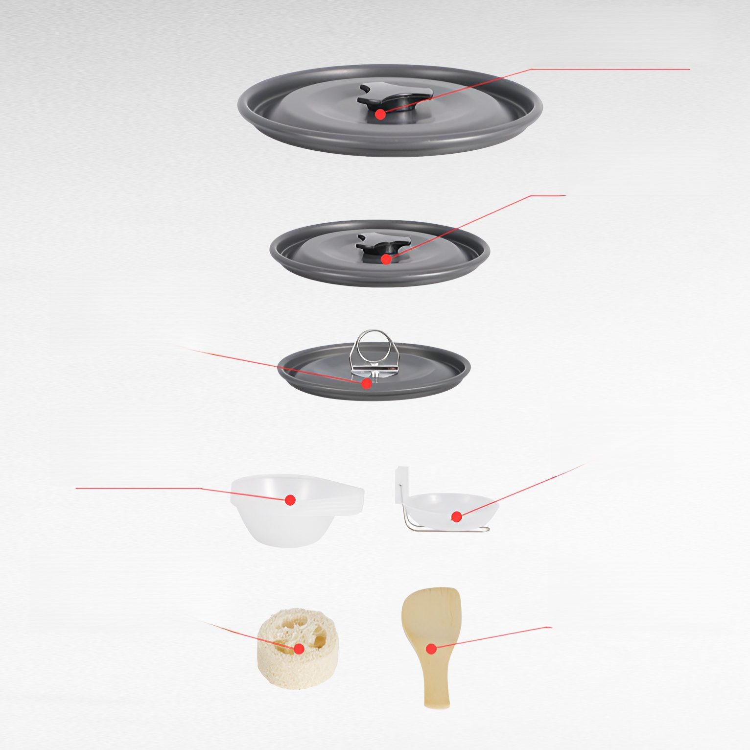 Picknick-Kochset für Familie, 5-6 Personen, Antihaft-Kessel und Topfset