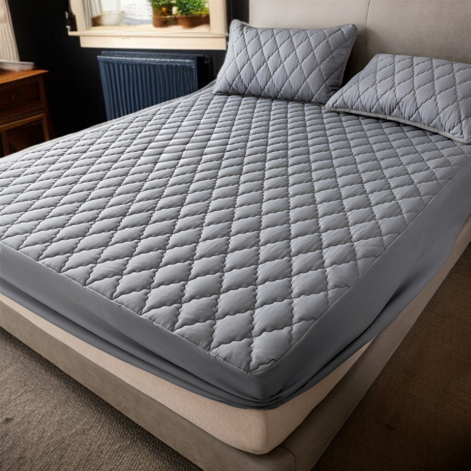 防水フィットシーツ、おむつ漏れ防止キルトマットレスカバー、洗濯機で洗えるダストカバー、マットレスプロテクター