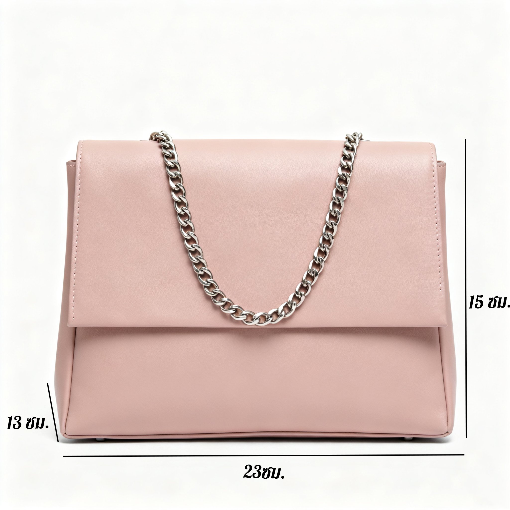 รายละเอียดกระเป๋าถือสีชมพูวัสดุคุณภาพ