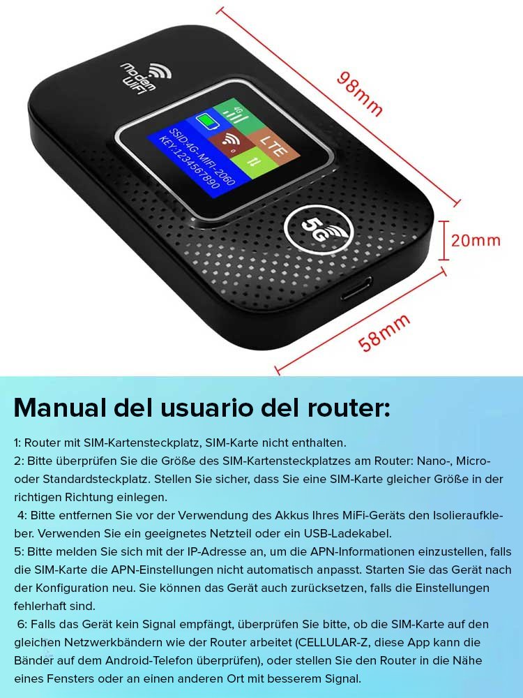 【Listo para usar】WiFi portátil 5G de alta velocidad sin límites