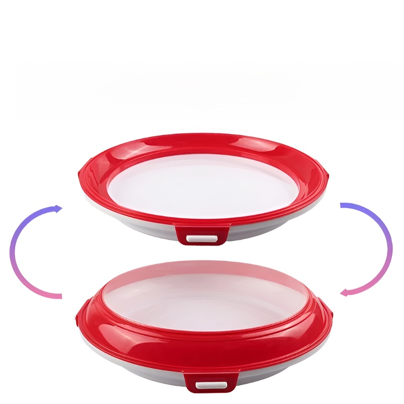 다채로운 색상의 원형 보존 식판