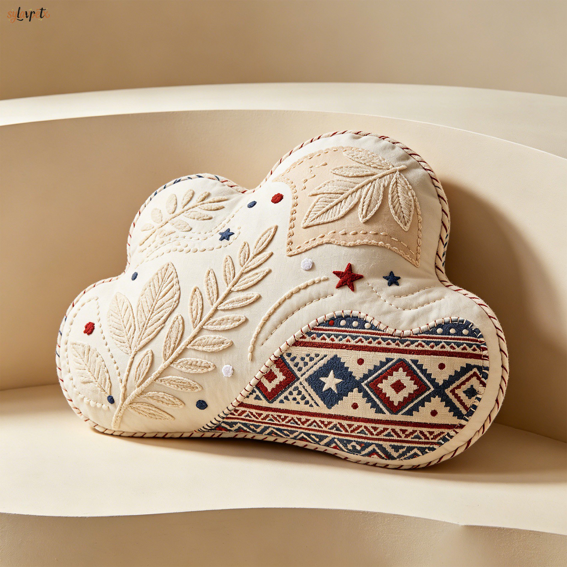 Coussin lombaire brodé nuage